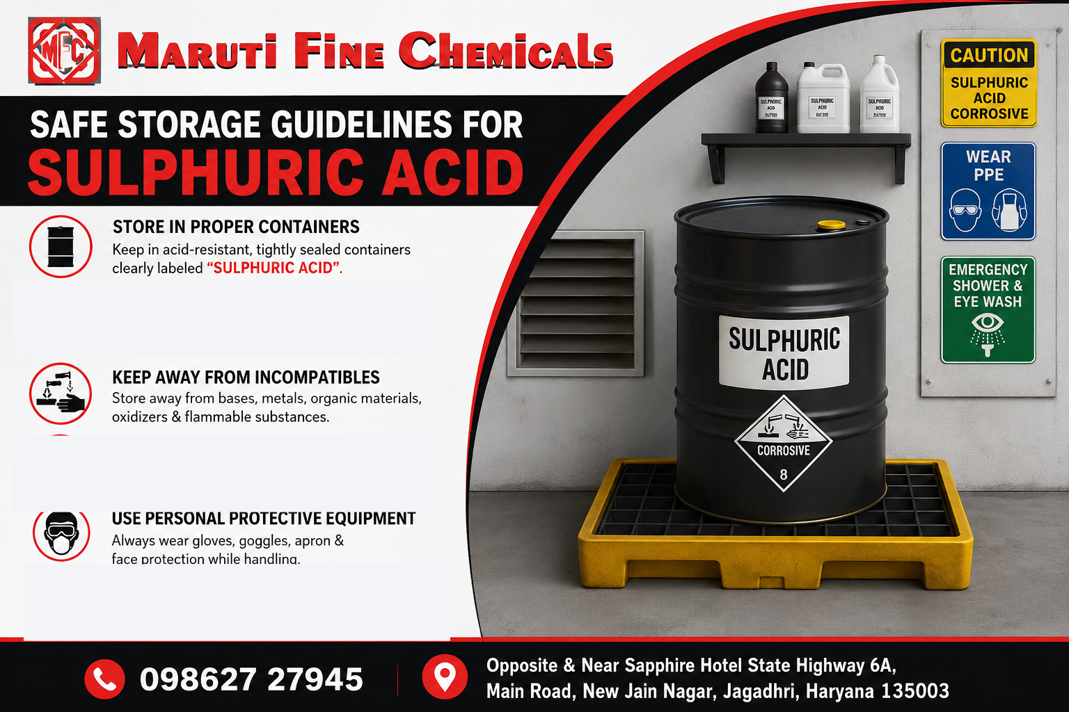 You are currently viewing Safe Storage Guidelines for Sulphuric Acid Handling & Safety Tips